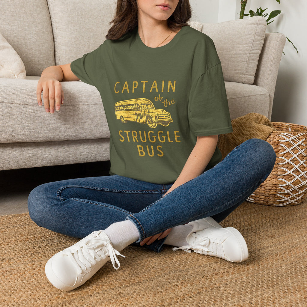 Captain of the Struggle Bus T-Shirt — Funny Retro School Bus Graphic Tee for Teachers & Parents