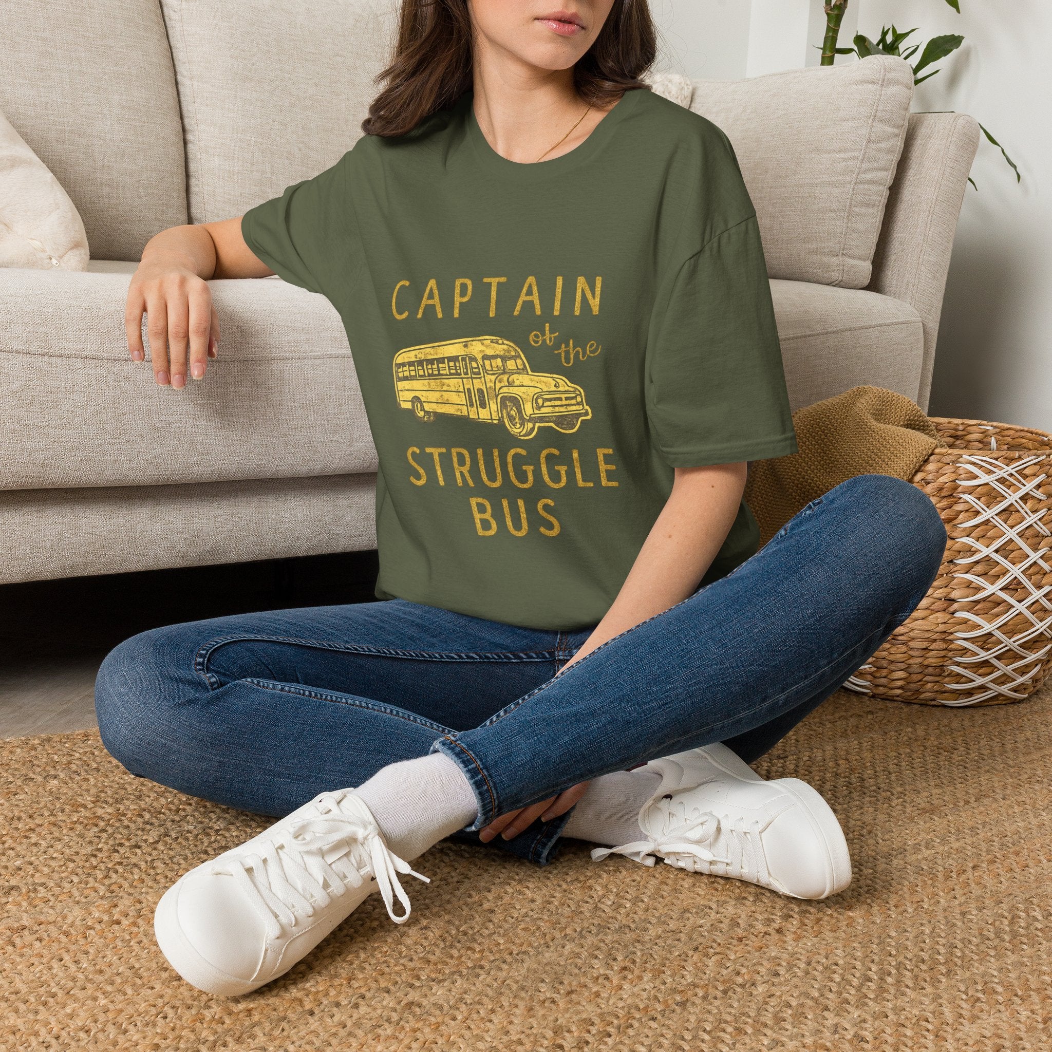 Captain of the Struggle Bus T-Shirt — Funny Retro School Bus Graphic Tee for Teachers & Parents