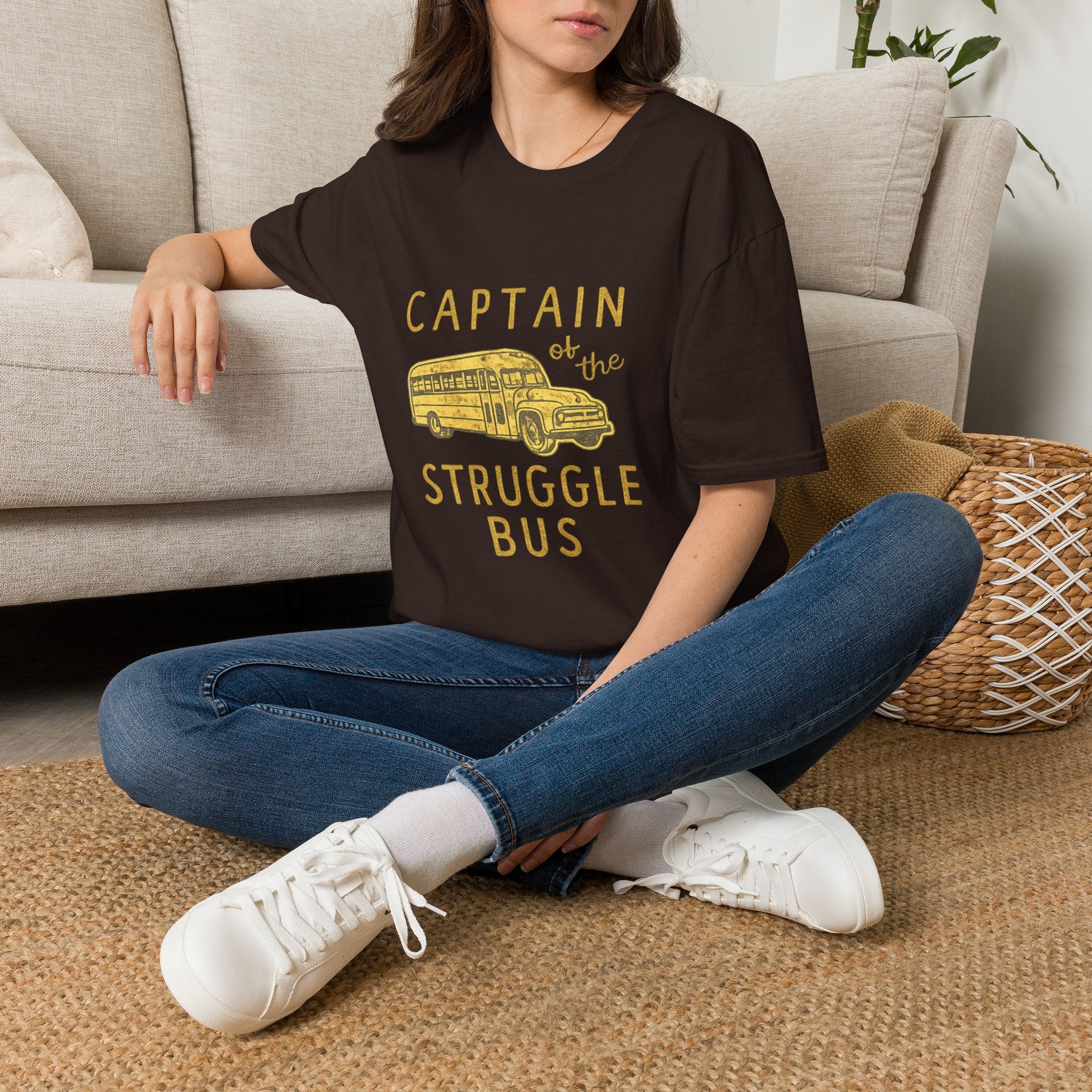 Captain of the Struggle Bus T-Shirt — Funny Retro School Bus Graphic Tee for Teachers & Parents