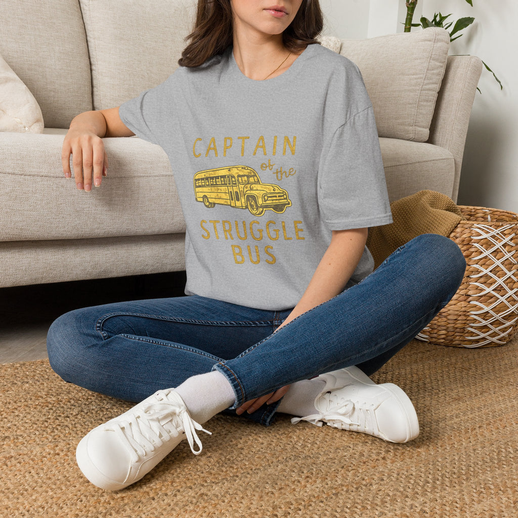 Captain of the Struggle Bus T-Shirt — Funny Retro School Bus Graphic Tee for Teachers & Parents