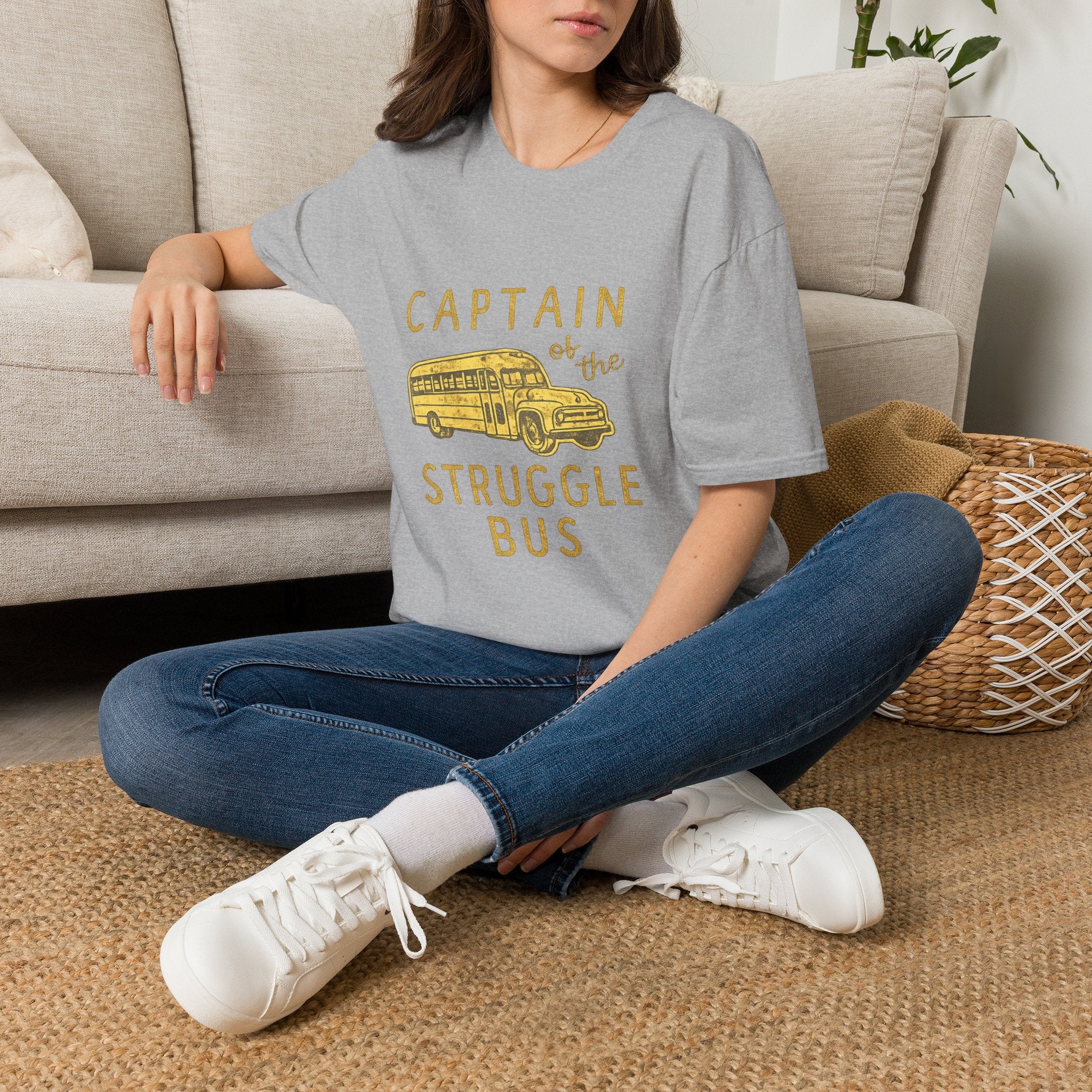 Captain of the Struggle Bus T-Shirt — Funny Retro School Bus Graphic Tee for Teachers & Parents