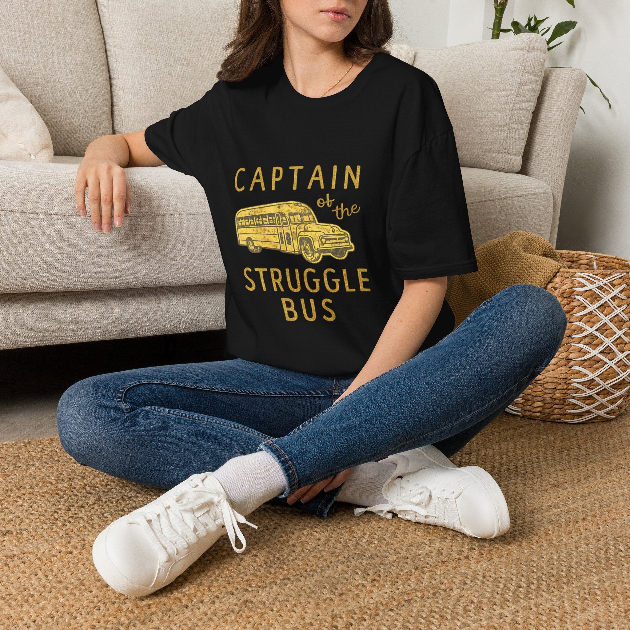 Captain of the Struggle Bus T-Shirt — Funny Retro School Bus Graphic Tee for Teachers & Parents