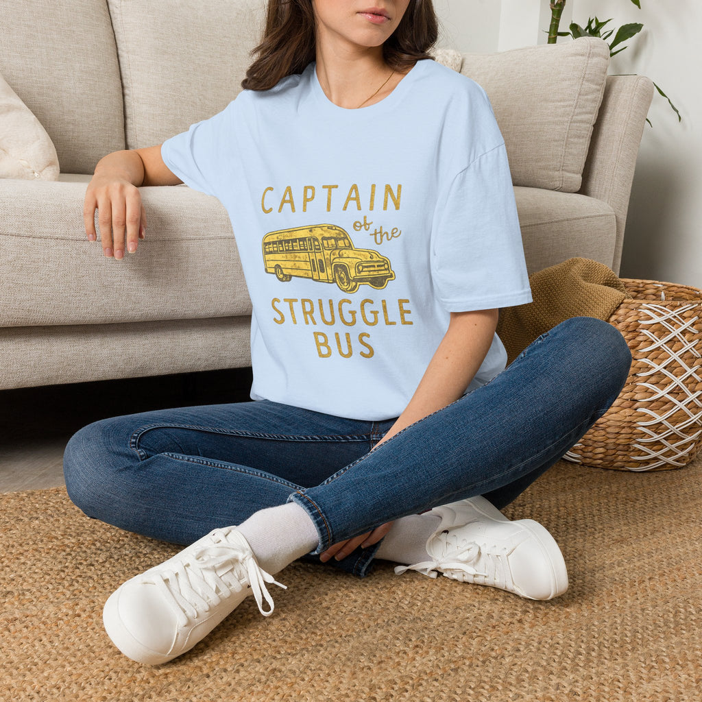 Captain of the Struggle Bus T-Shirt — Funny Retro School Bus Graphic Tee for Teachers & Parents