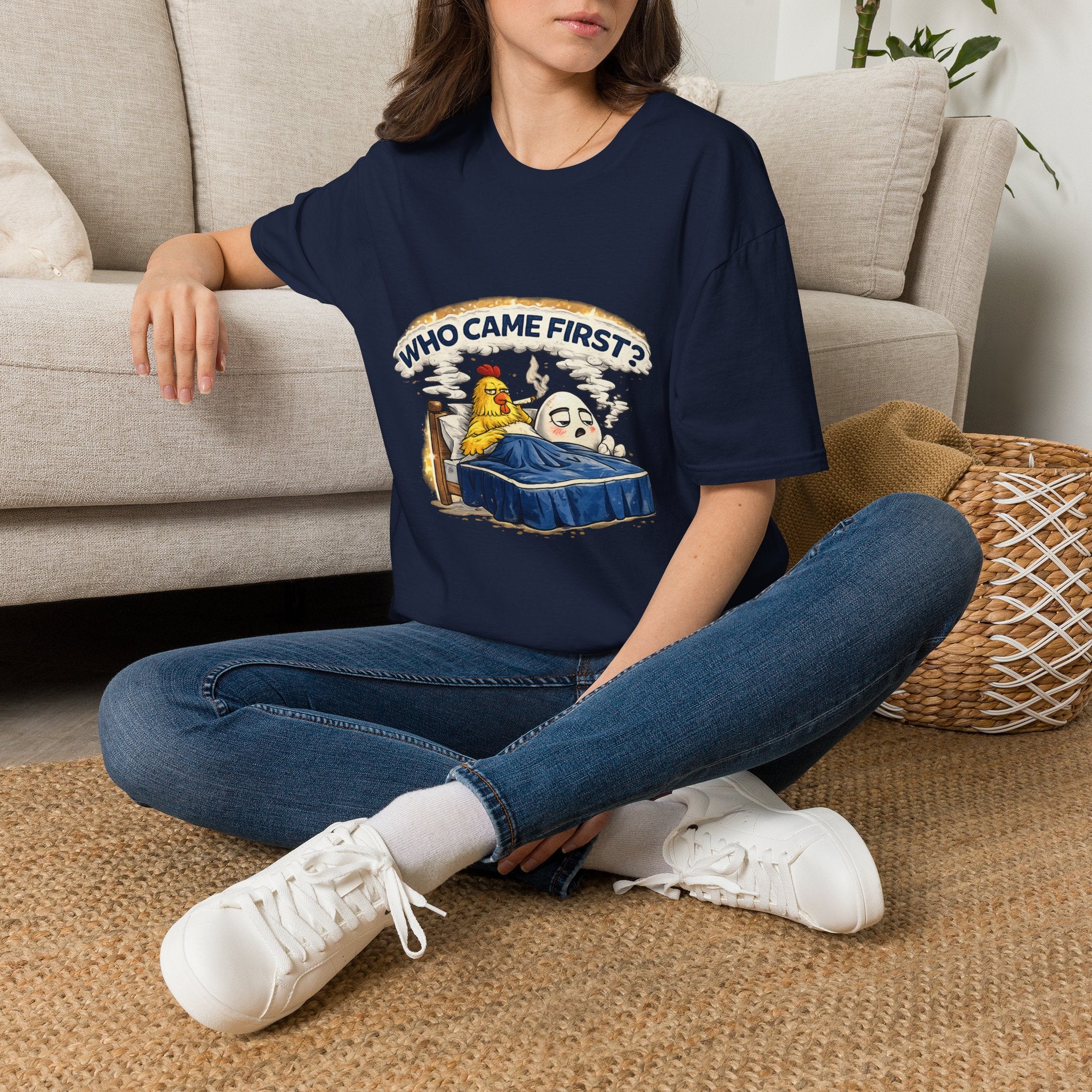 Who Came First, the Chicken or the Egg? T-Shirt — Funny Retro Chicken & Egg Graphic Tee
