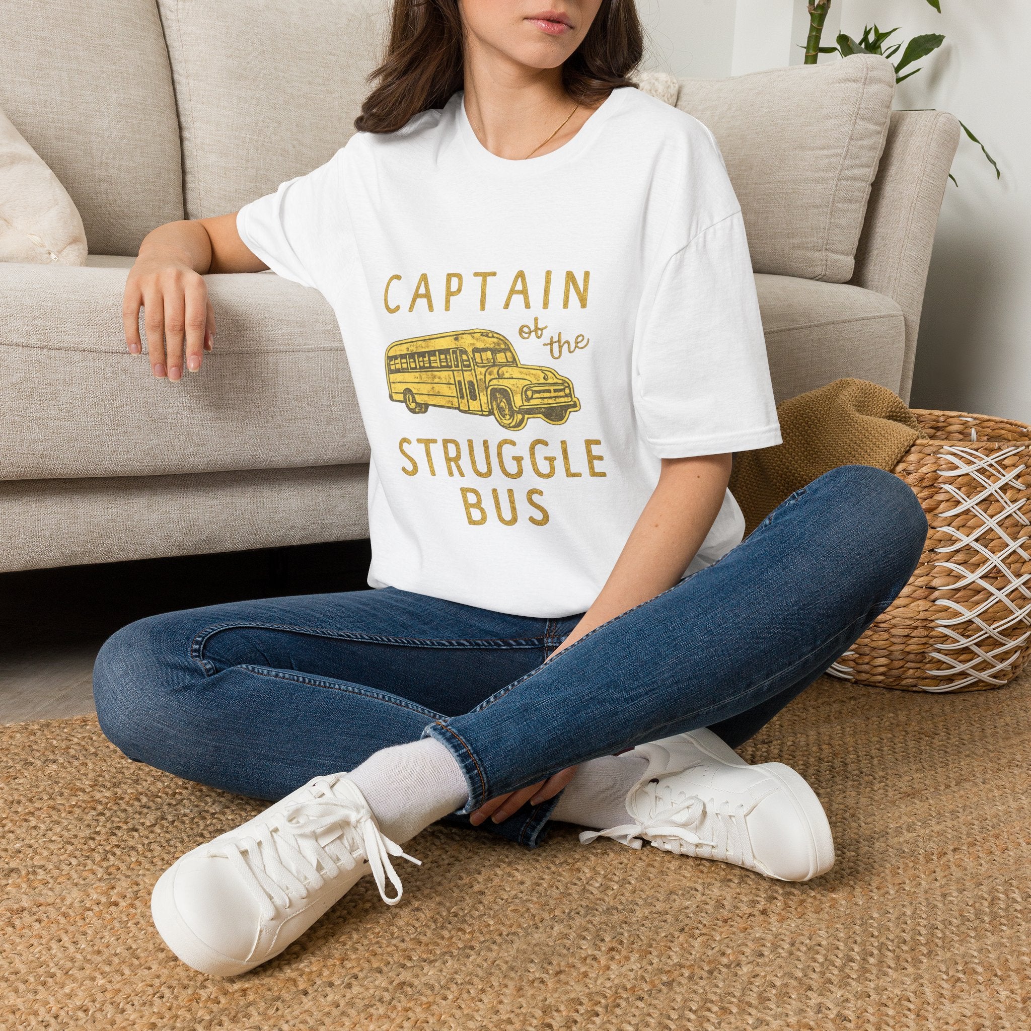 Captain of the Struggle Bus T-Shirt — Funny Retro School Bus Graphic Tee for Teachers & Parents