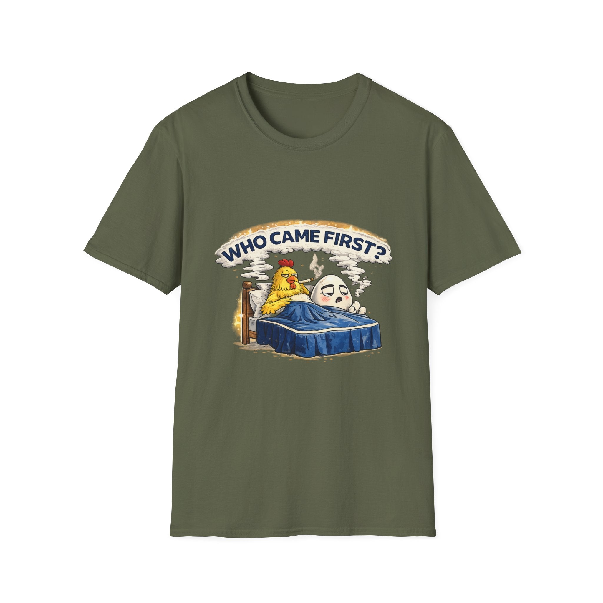 Who Came First, the Chicken or the Egg? T-Shirt — Funny Retro Chicken & Egg Graphic Tee