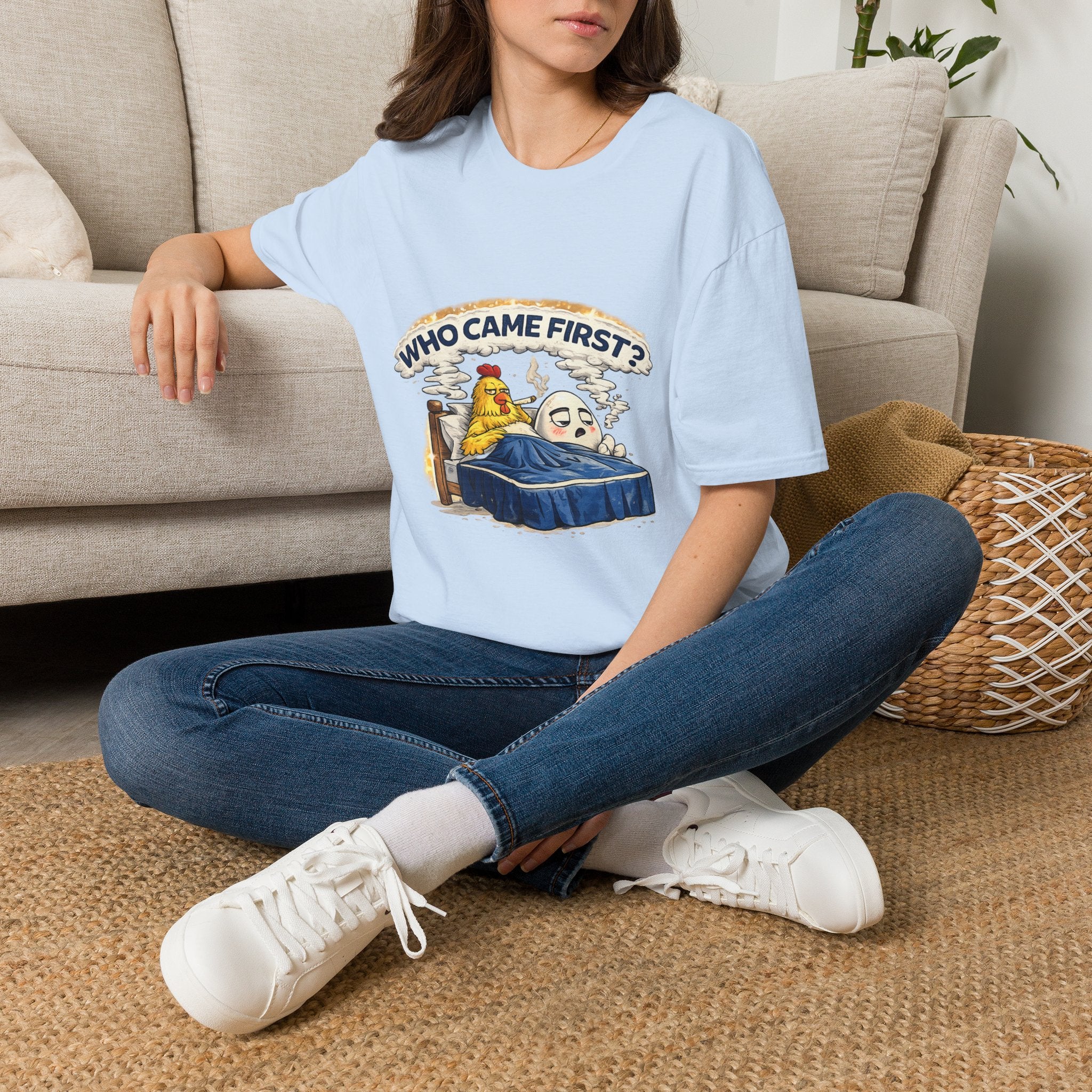 Who Came First, the Chicken or the Egg? T-Shirt — Funny Retro Chicken & Egg Graphic Tee