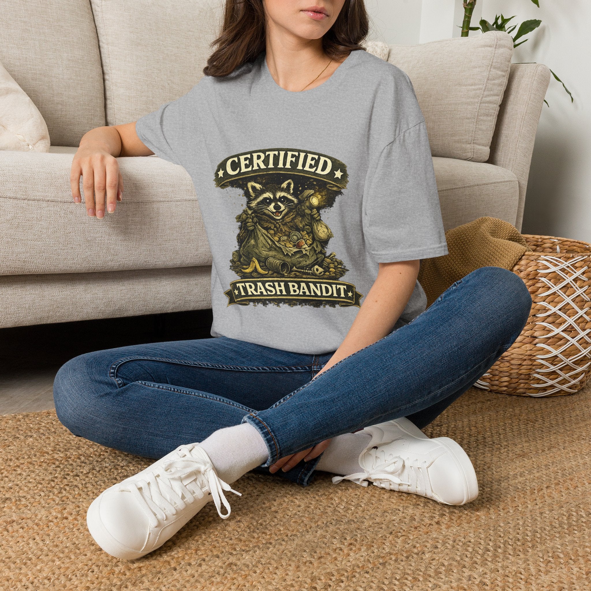 Certified Trash Bandit T-Shirt — Funny Raccoon Graphic Tee