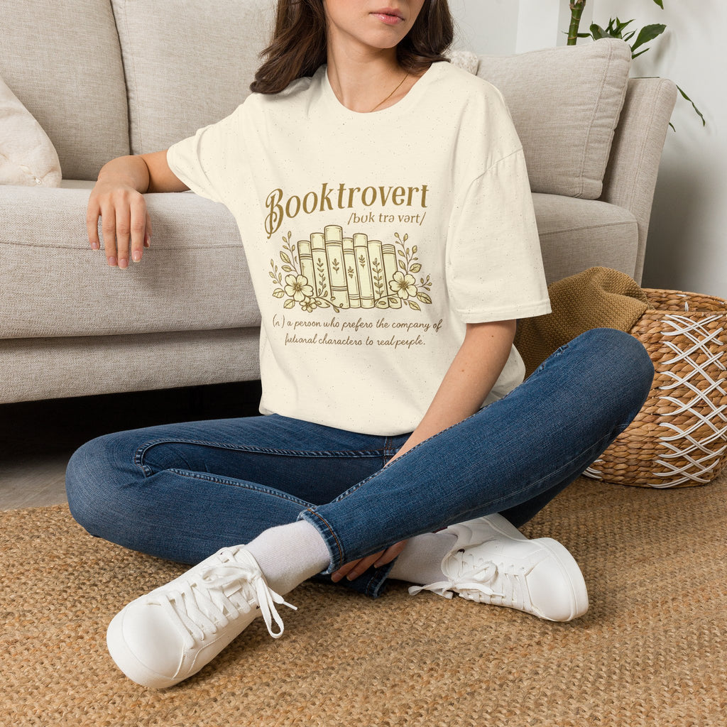 Booktrovert T-Shirt — 'Booktrovert' Literary Tee with Vintage Books Design