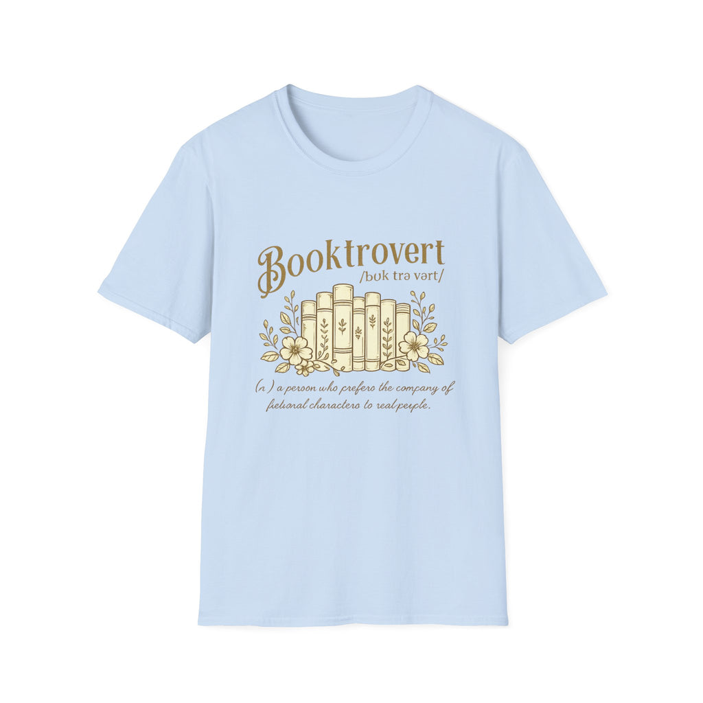 Booktrovert T-Shirt — 'Booktrovert' Literary Tee with Vintage Books Design