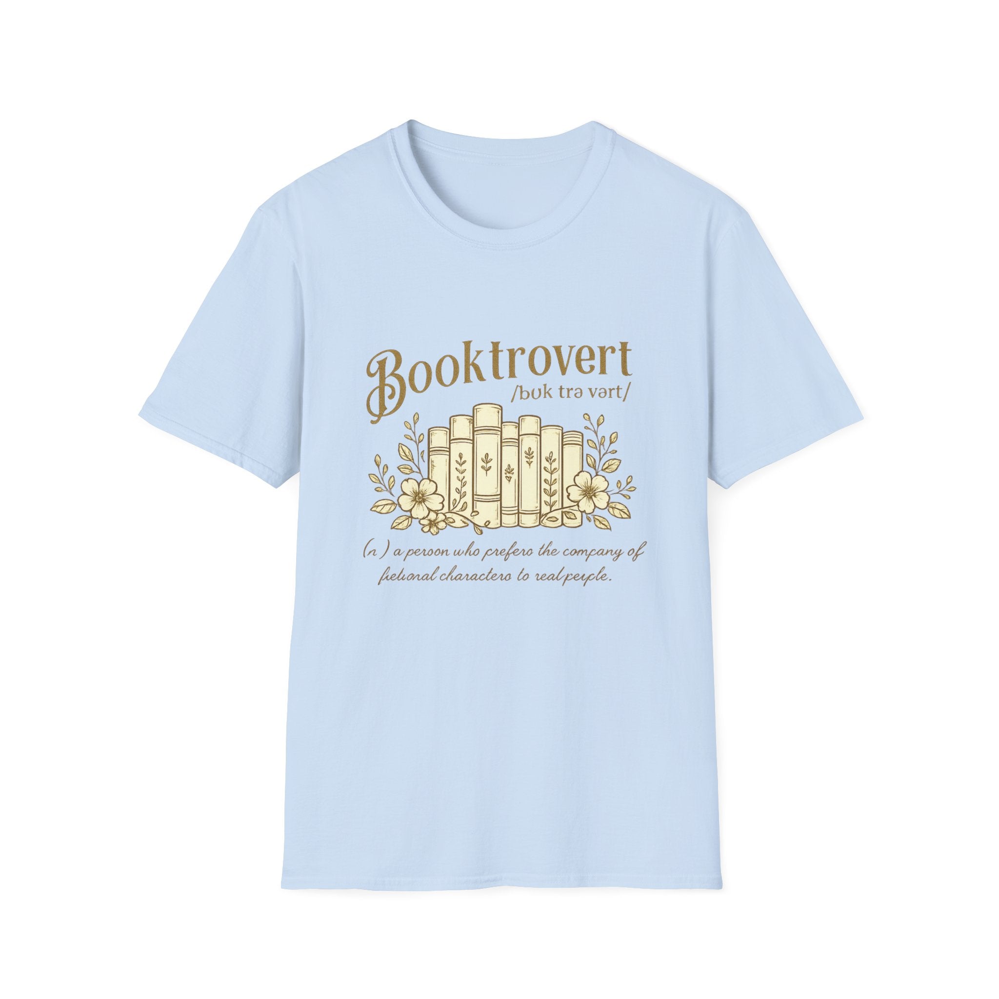 Booktrovert T-Shirt — 'Booktrovert' Literary Tee with Vintage Books Design