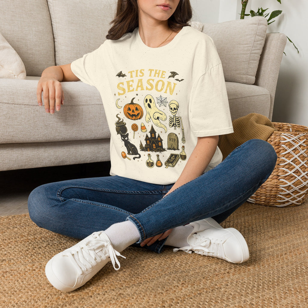 Halloween 'Tis the Season T-Shirt — Cute Spooky Pumpkin, Ghost & Skeleton Tee