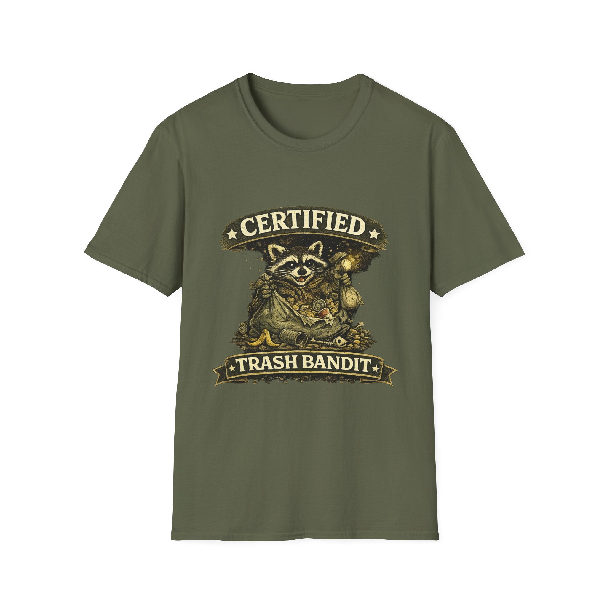 Certified Trash Bandit T-Shirt — Funny Raccoon Graphic Tee