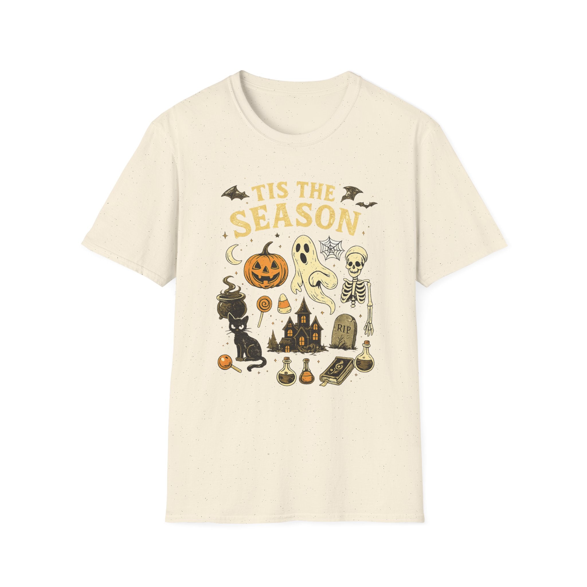 Halloween 'Tis the Season T-Shirt — Cute Spooky Pumpkin, Ghost & Skeleton Tee