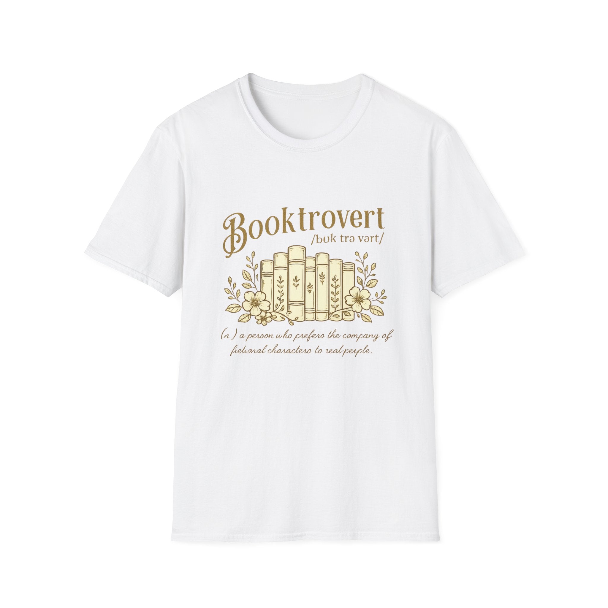 Booktrovert T-Shirt — 'Booktrovert' Literary Tee with Vintage Books Design
