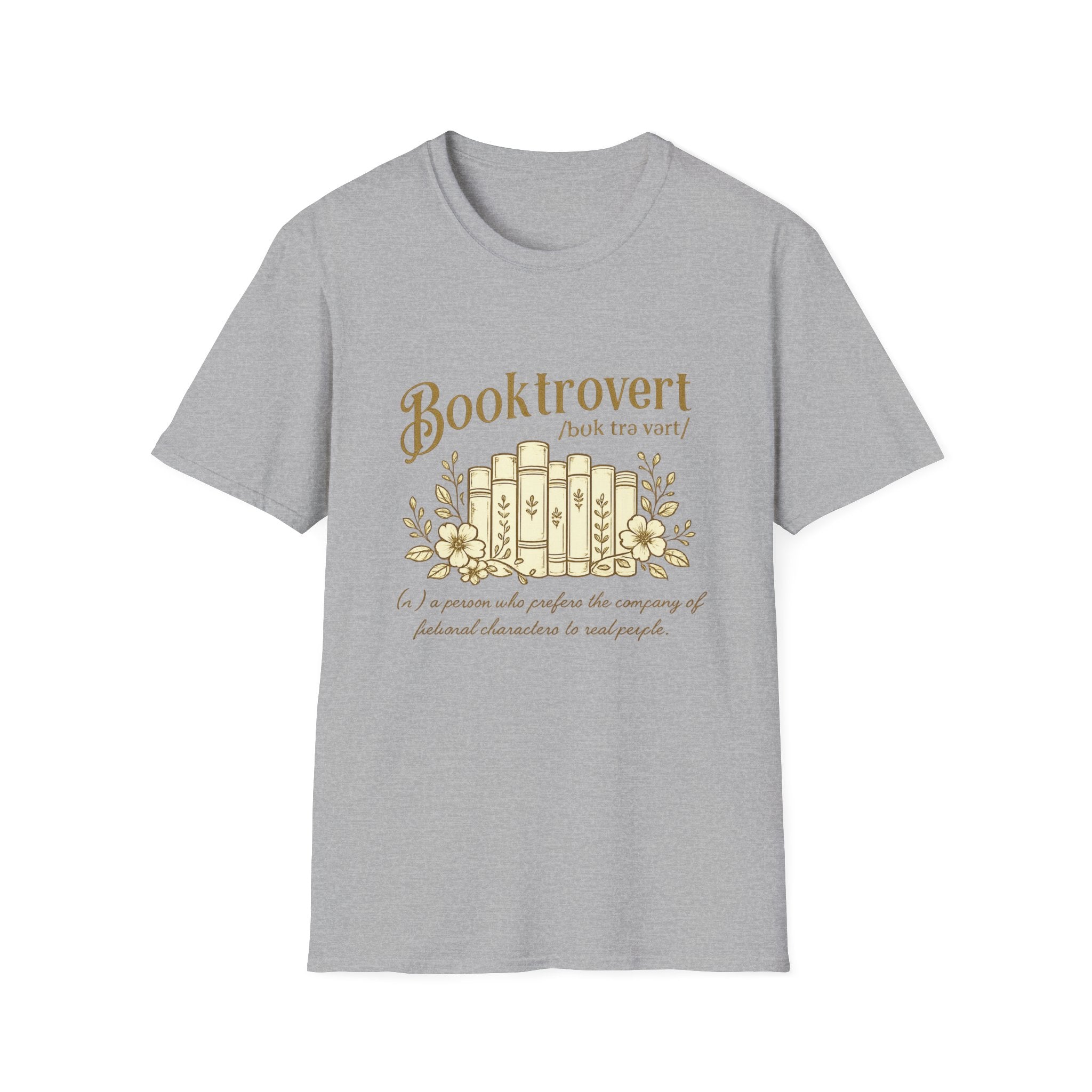 Booktrovert T-Shirt — 'Booktrovert' Literary Tee with Vintage Books Design