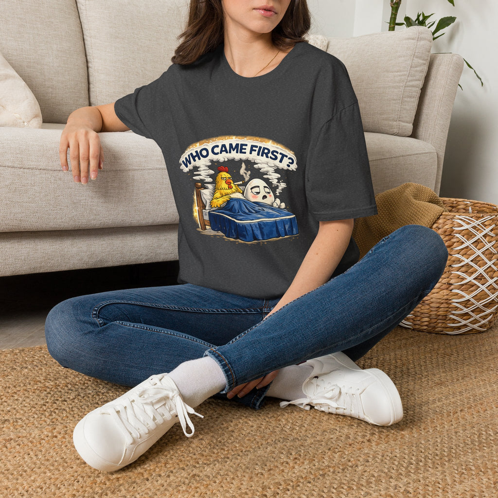 Who Came First, the Chicken or the Egg? T-Shirt — Funny Retro Chicken & Egg Graphic Tee