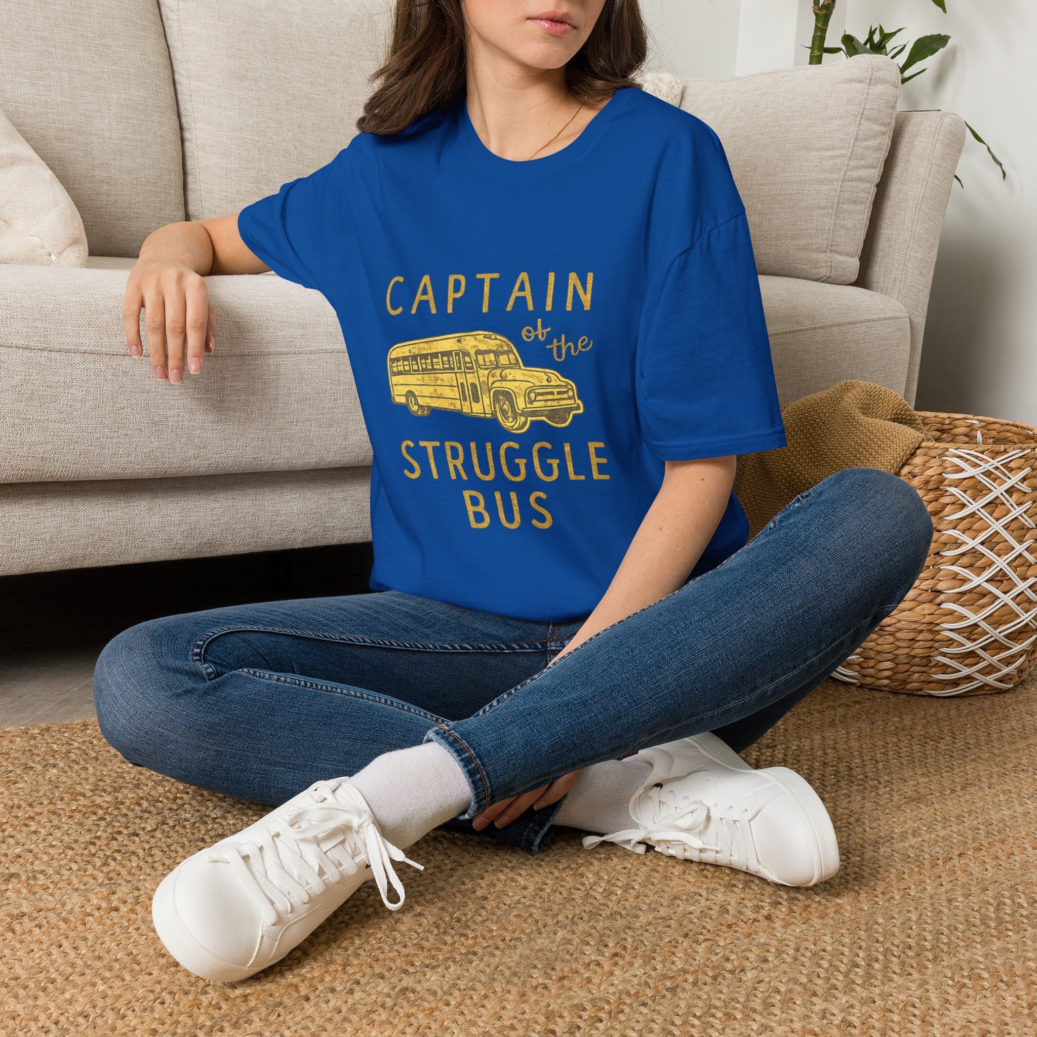 Captain of the Struggle Bus T-Shirt — Funny Retro School Bus Graphic Tee for Teachers & Parents