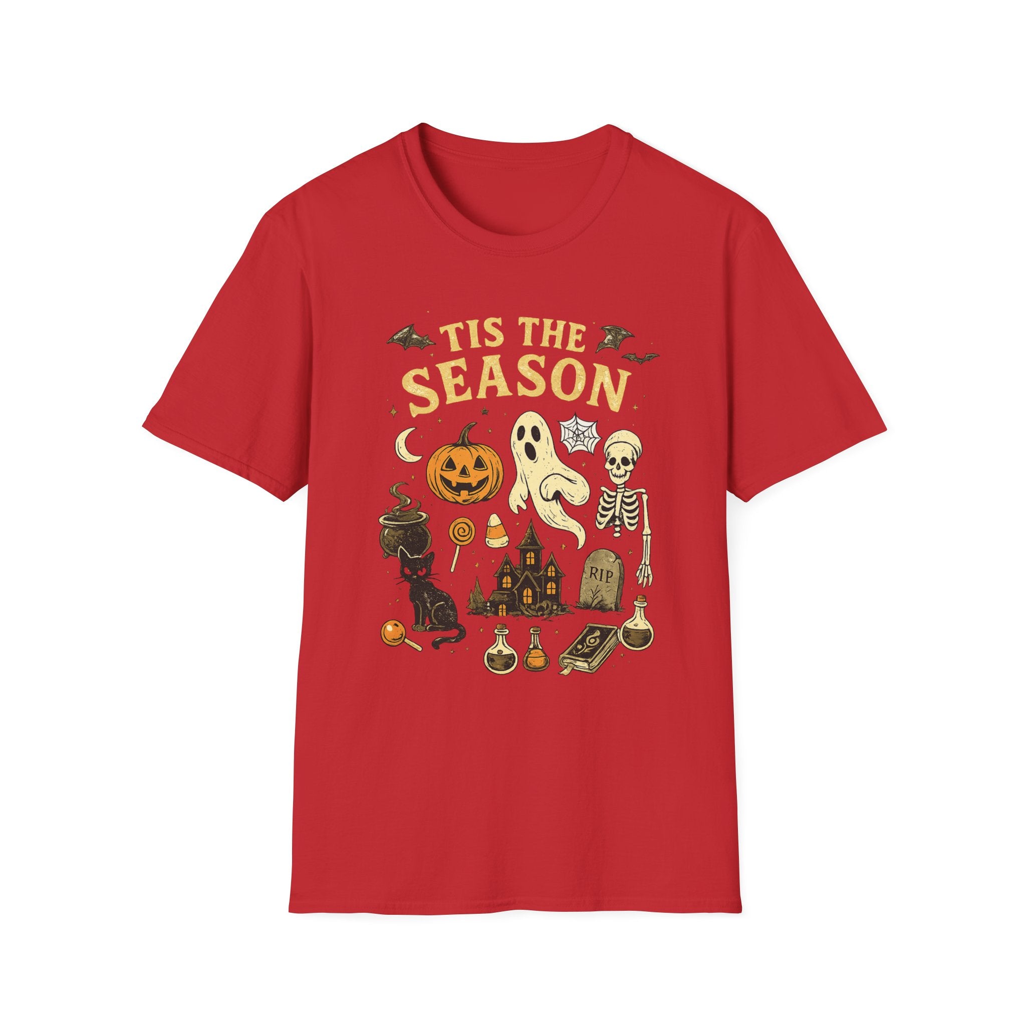Halloween 'Tis the Season T-Shirt — Cute Spooky Pumpkin, Ghost & Skeleton Tee