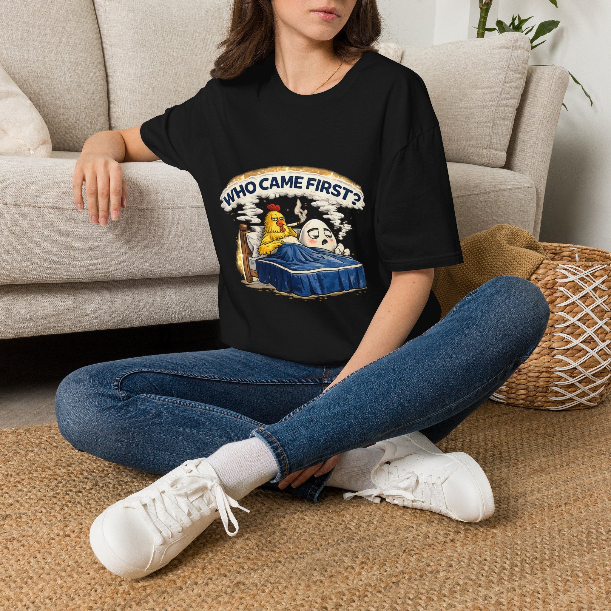 Who Came First, the Chicken or the Egg? T-Shirt — Funny Retro Chicken & Egg Graphic Tee