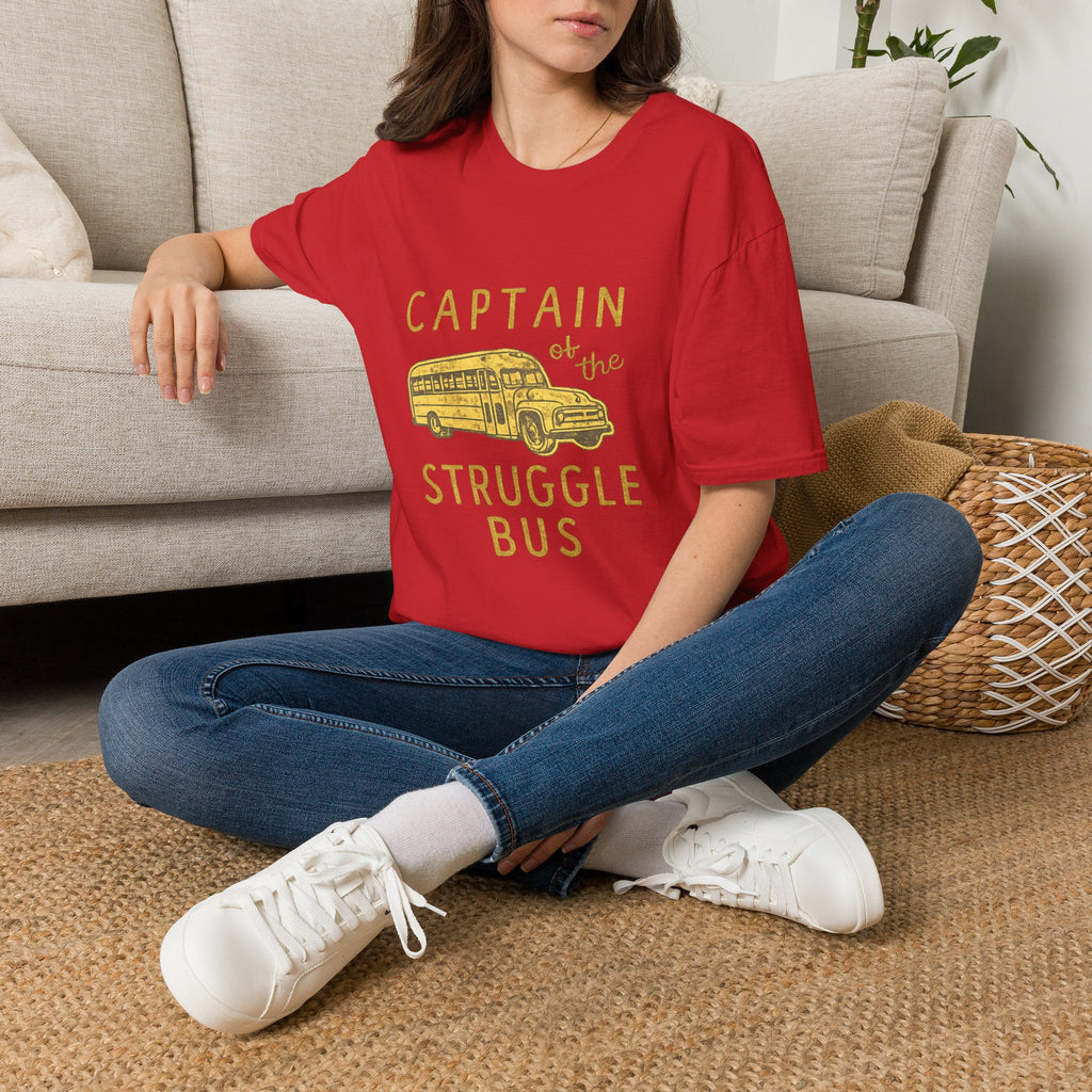 Captain of the Struggle Bus T-Shirt — Funny Retro School Bus Graphic Tee for Teachers & Parents